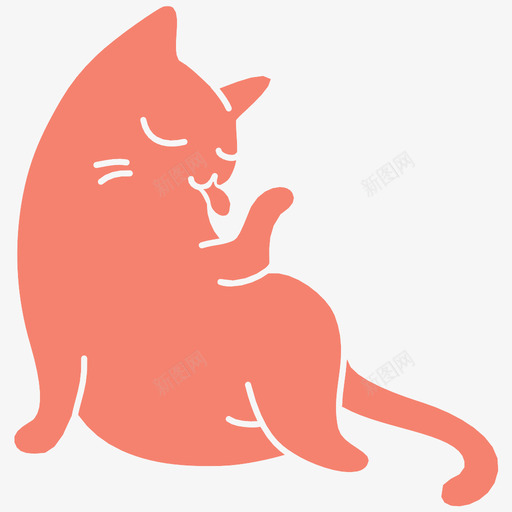 猫美容干净可爱图标svg_新图网 https://ixintu.com 可爱 宠物 干净 猫 猫的力量 猫美容