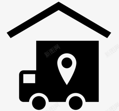 移动卡车送货房屋图标图标