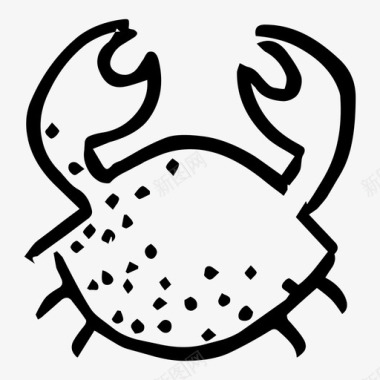 螃蟹动物涂鸦图标图标