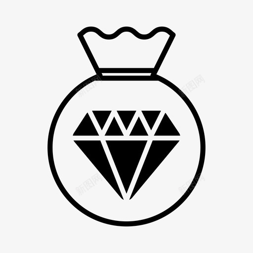 钻石包钱钱袋图标svg_新图网 https://ixintu.com 奖金 财富 贵重物品 钱 钱袋 钻石包
