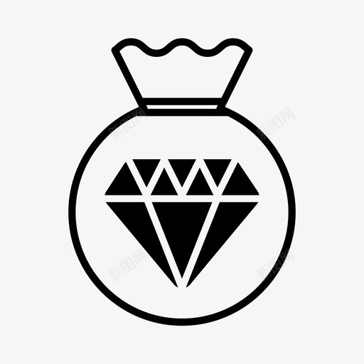 钻石包钱钱袋图标svg_新图网 https://ixintu.com 奖金 财富 贵重物品 钱 钱袋 钻石包