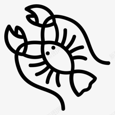 龙虾癌症甲壳类动物图标图标