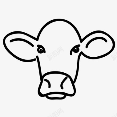 牛脸牛手绘图标图标