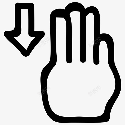 向下滑动手指手势图标svg_新图网 https://ixintu.com 向下滑动 手势 手指 手绘手势 指针 触摸