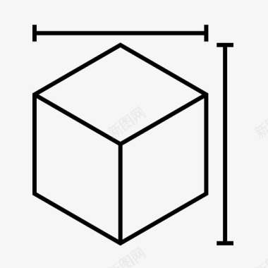 立方体尺寸高度测量图标图标