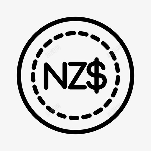 新西兰元现金硬币图标svg_新图网 https://ixintu.com 世界货币 新西兰元 现金 硬币 货币