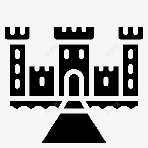 城堡护城河建筑城堡图标svg_新图网 https://ixintu.com 城堡 城堡护城河 建筑 建筑坚固