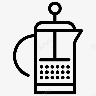 法式压榨机咖啡因咖啡图标图标