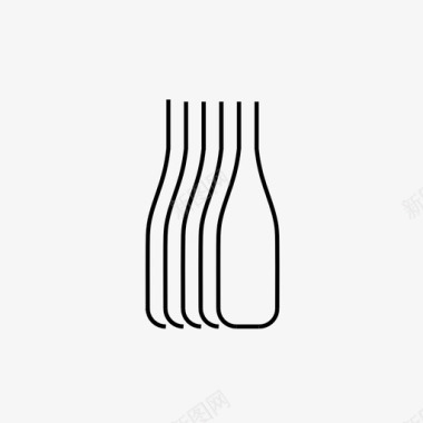 酒瓶葡萄酒和玻璃杯图标图标