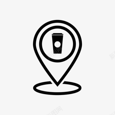 别针咖啡馆地图针图标图标