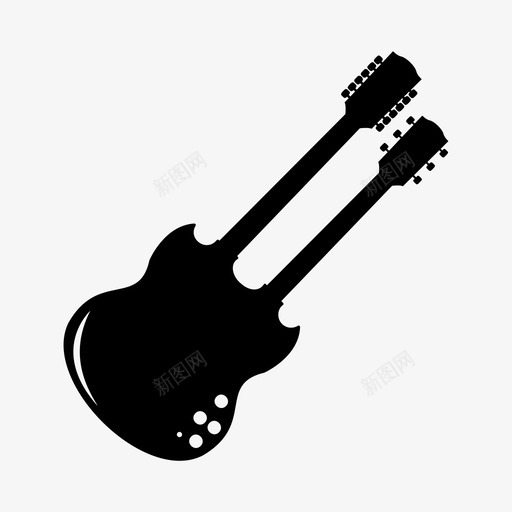 双颈吉他双颈电吉他图标svg_新图网 https://ixintu.com 乐器 双颈 双颈吉他 声音 电吉他 音乐