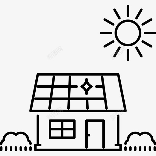 太阳能电池花园房子图标svg_新图网 https://ixintu.com 太阳 太阳能电池 房子 自然概况 花园