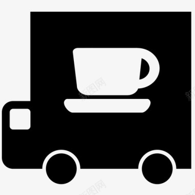 咖啡店送货咖啡卡车图标图标