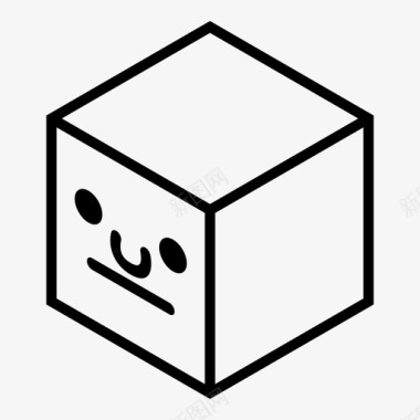 冷漠的立方体脸无聊的情感的图标图标