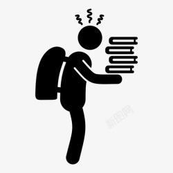 压力大icon压力大的学生忙考试图标高清图片