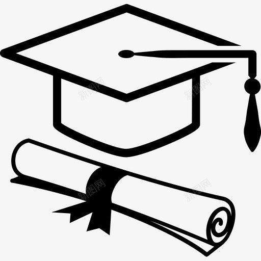 学术帽证书文凭图标svg_新图网 https://ixintu.com 学术帽 文凭 毕业生 线图标 证书