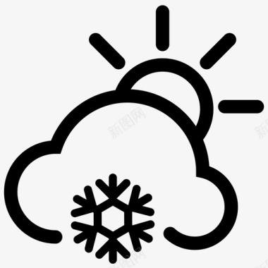 雪和云寒冷太阳图标图标