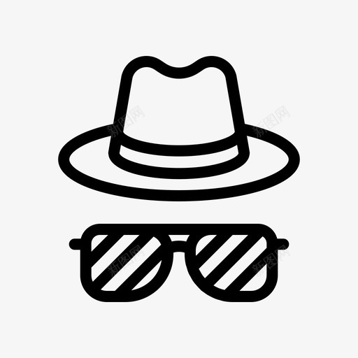 时尚侦探帽子图标svg_新图网 https://ixintu.com 侦探 太阳镜 帽子 时尚 款式 网上商店 间谍