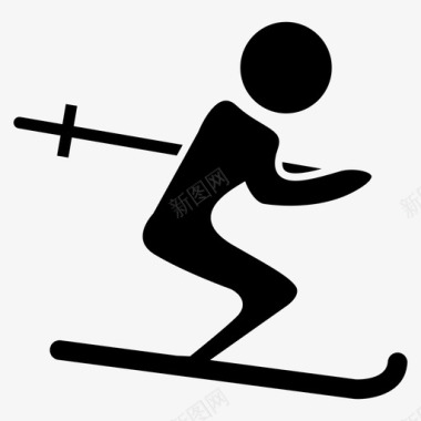 滑雪者玩耍下雪图标图标