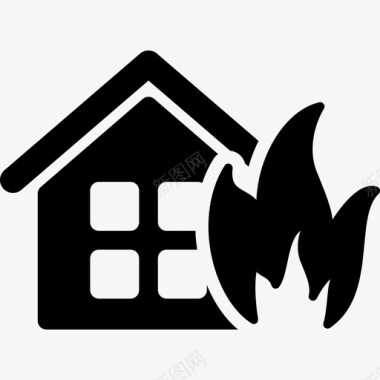 燃烧的房子建筑物房地产5图标图标