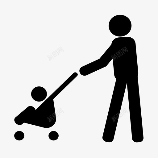 推车婴儿父亲图标svg_新图网 https://ixintu.com 优先座位 婴儿 家长 推车 父亲