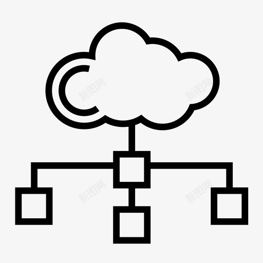 云网络云计算互联网图标svg_新图网 https://ixintu.com 云网络 云计算 互联网 数据库网络 网络