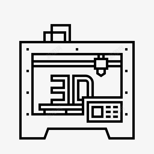 3d机器热模型图标svg_新图网 https://ixintu.com 3d打印 3d机器 打印机 模型 热