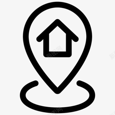 家的位置房子的位置房地产线第三卷图标图标