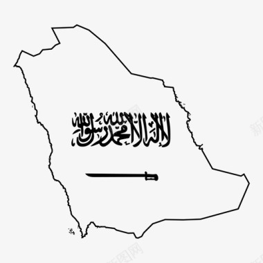 沙特阿拉伯地图东方旗帜图标图标