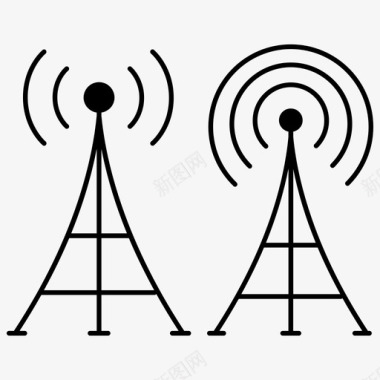 信号天线通信广播图标图标