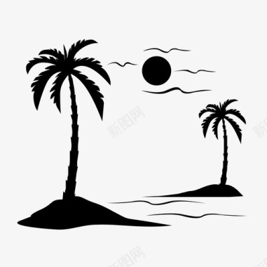 海滩椰树岛图标图标