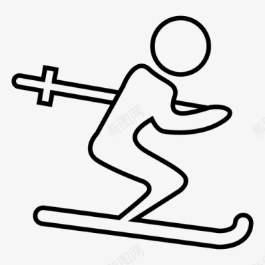 滑雪者玩耍下雪图标图标