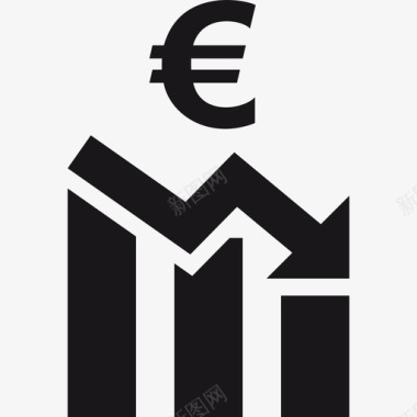 欧元下跌条形图图表图标图标