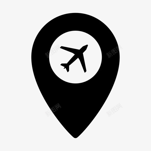 机场位置地图针路线图标svg_新图网 https://ixintu.com 公共交通 地图针 旅游 机场位置 路线