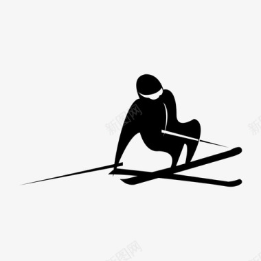 滑雪高山比赛图标图标