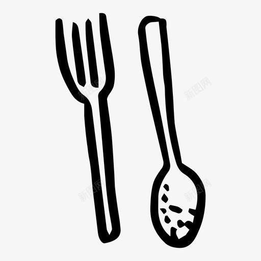 餐厅涂鸦叉子图标svg_新图网 https://ixintu.com 勺子 叉子 涂鸦 涂鸦收藏 银器 餐厅