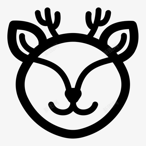 鹿圣诞节鹿脸图标svg_新图网 https://ixintu.com 冬天 动物v2 圣诞节 驯鹿 鹿 鹿脸