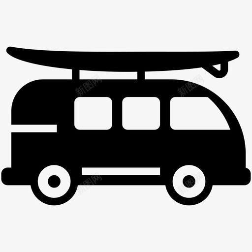 冲浪露营车冲浪板图标svg_新图网 https://ixintu.com 冲浪 冲浪板 夏天 旅行 旅行铭文 露营车