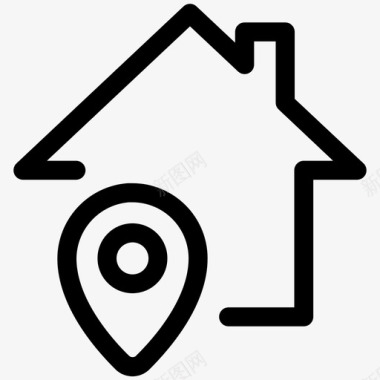 家的位置房子的位置房地产线第三卷图标图标