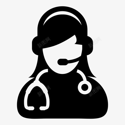 医生咨询耳机图标svg_新图网 https://ixintu.com 医生 医疗 咨询 在线 外科医生 女医生 护士矢量图标 耳机
