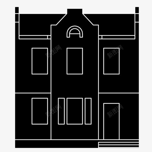 城镇住宅住宅联排住宅图标svg_新图网 https://ixintu.com 住宅 城镇住宅 简易建筑 联排住宅