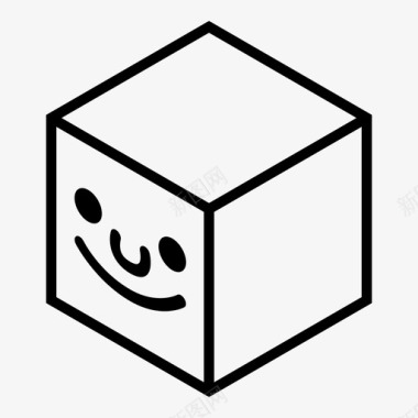 快乐的立方体脸情感快乐图标图标