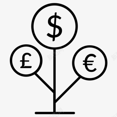货币树货币货币增长图标图标