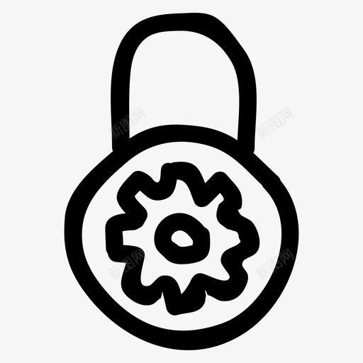锁齿轮保护图标svg_新图网 https://ixintu.com 保护 安全 安全手绘 设置 锁 齿轮