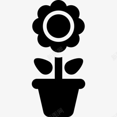 盆栽雏菊自然四季图标图标