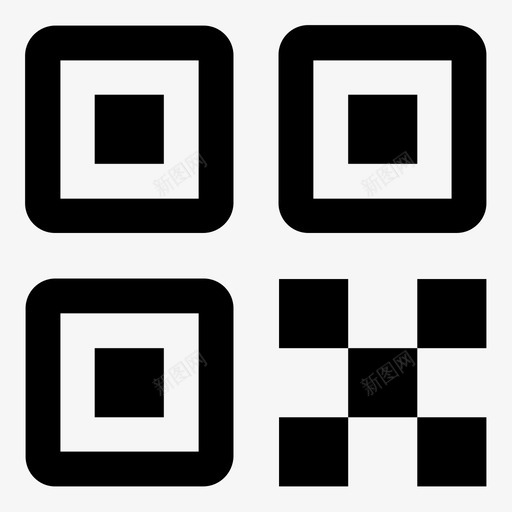 二维码条码矩阵图标svg_新图网 https://ixintu.com 二维码 扫描 条码 矩阵