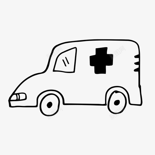 救护车涂鸦急救车图标svg_新图网 https://ixintu.com 医院 急救车 救护车 涂鸦 牙医和医生涂鸦