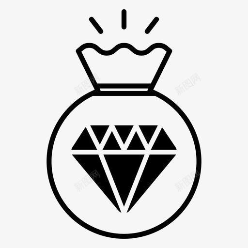 钻石包钱袋财富图标svg_新图网 https://ixintu.com 财富 贵重物品 钱袋 钻石包