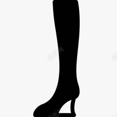 及膝楔形靴鞋女式服装实心图标图标