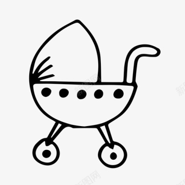 马车婴儿车婴儿涂鸦图标图标